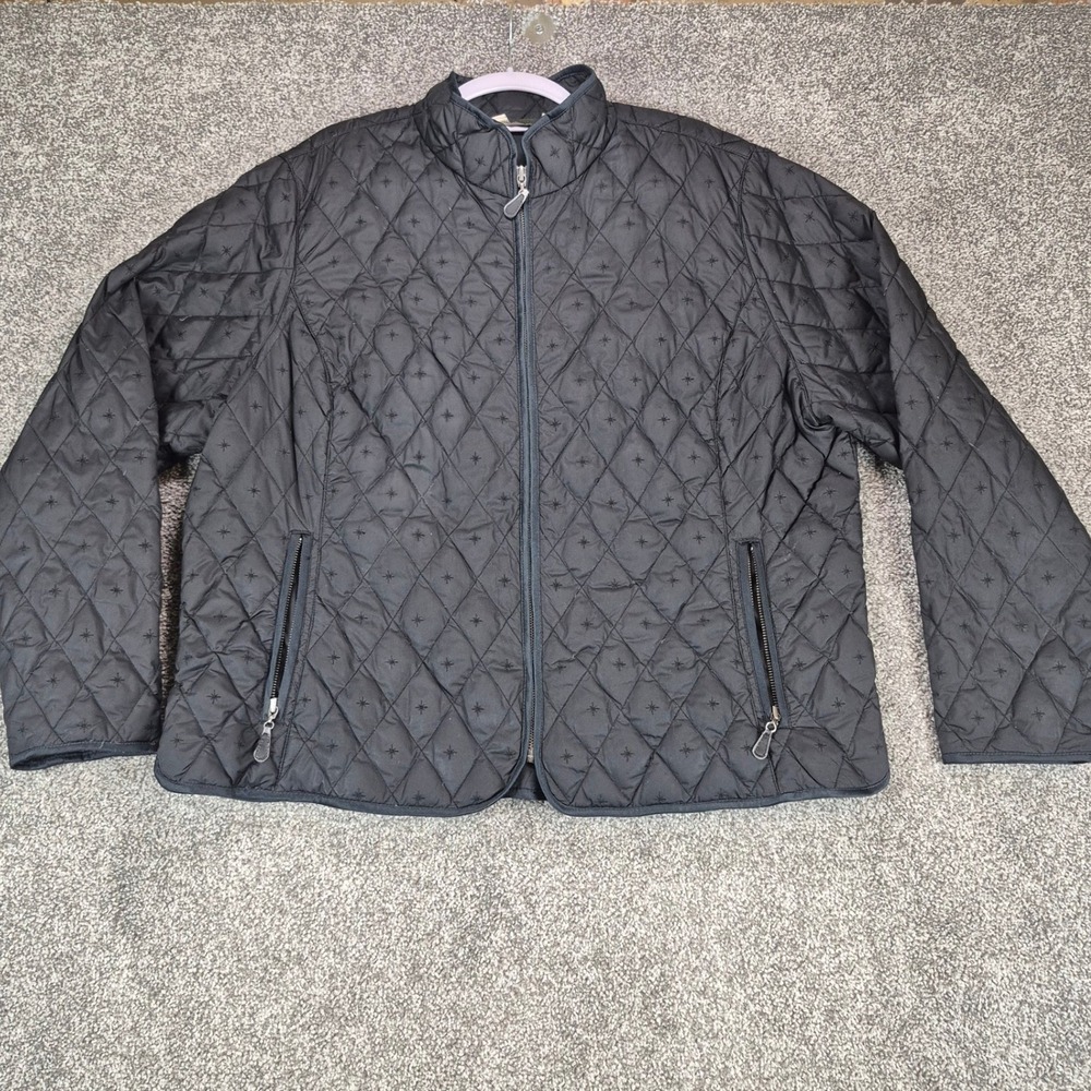 Eddie Bauer Goose Down Puffer Jacket Womens XXL Black Quilted Full Zip